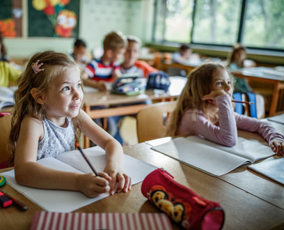 Kids in the classroom wearing masks Kids in the classroom wearing masks